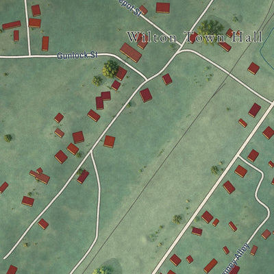 Second close-up of the map of Wilton, Alabama print showing more streets and buildings