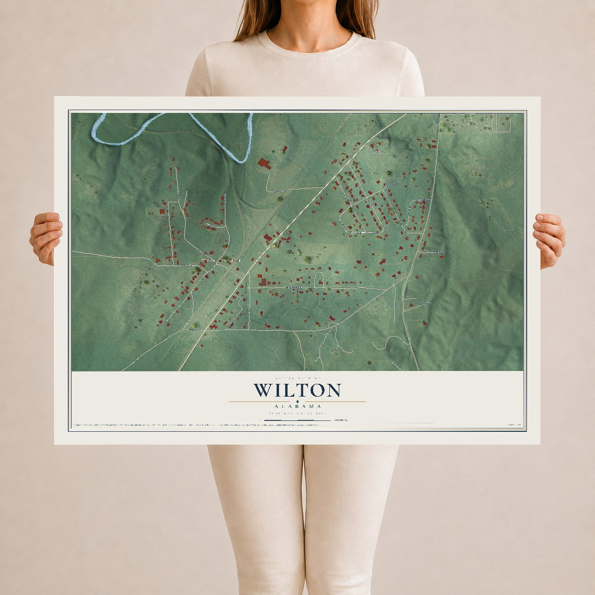 Map of Wilton, Alabama, 24 x 36 inch unframed archival matte print