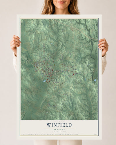 Map of Winfield, Alabama, 24 x 36 inch unframed archival matte print