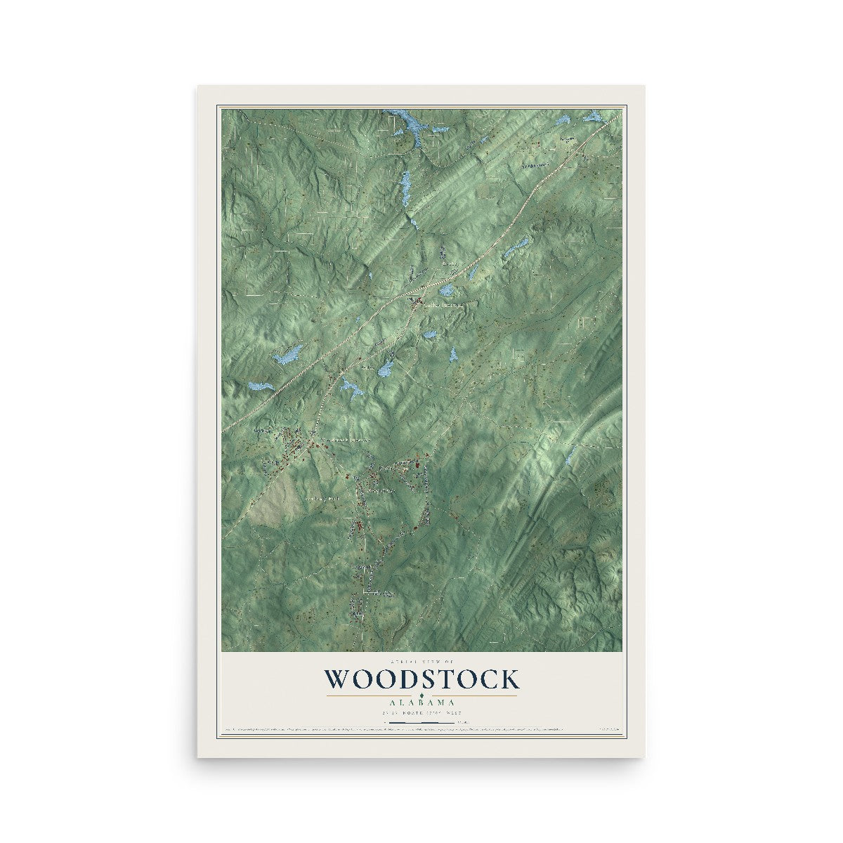 Map of Woodstock, Alabama, 12 x 18 inch unframed archival matte print