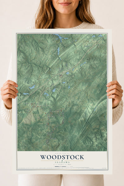 Map of Woodstock, Alabama, 18 x 24 inch unframed archival matte print