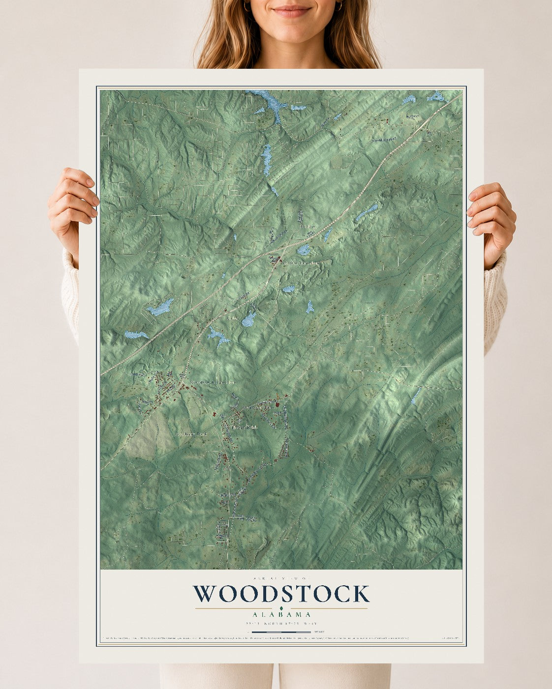 Map of Woodstock, Alabama, 24 x 36 inch unframed archival matte print