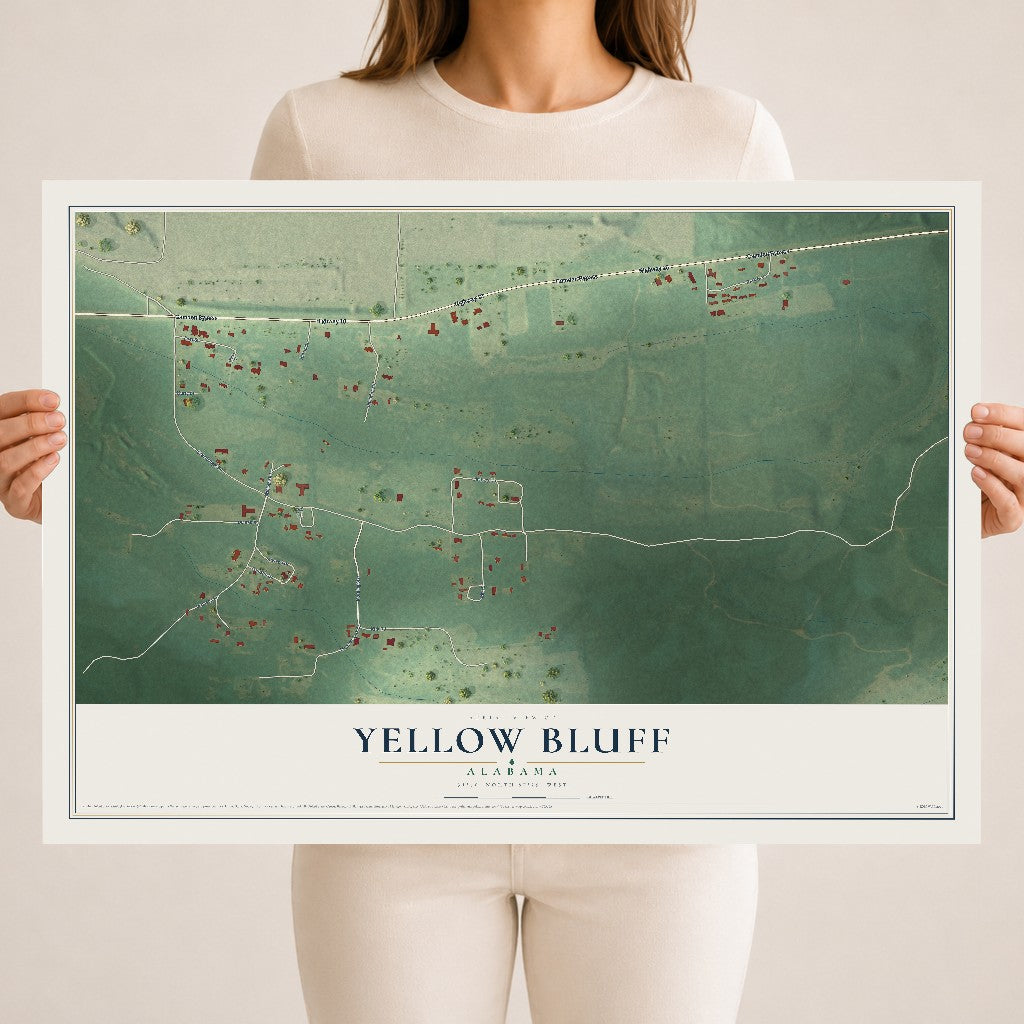 Map of Yellow Bluff, Alabama, 18 x 24 inch unframed archival matte print