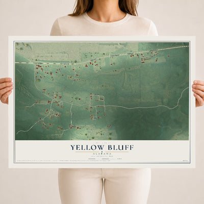 Map of Yellow Bluff, Alabama, 18 x 24 inch unframed archival matte print