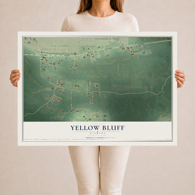 Map of Yellow Bluff, Alabama, 24 x 36 inch unframed archival matte print