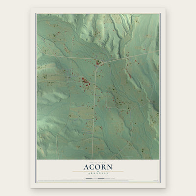 Acorn, Arkansas map print, the full design