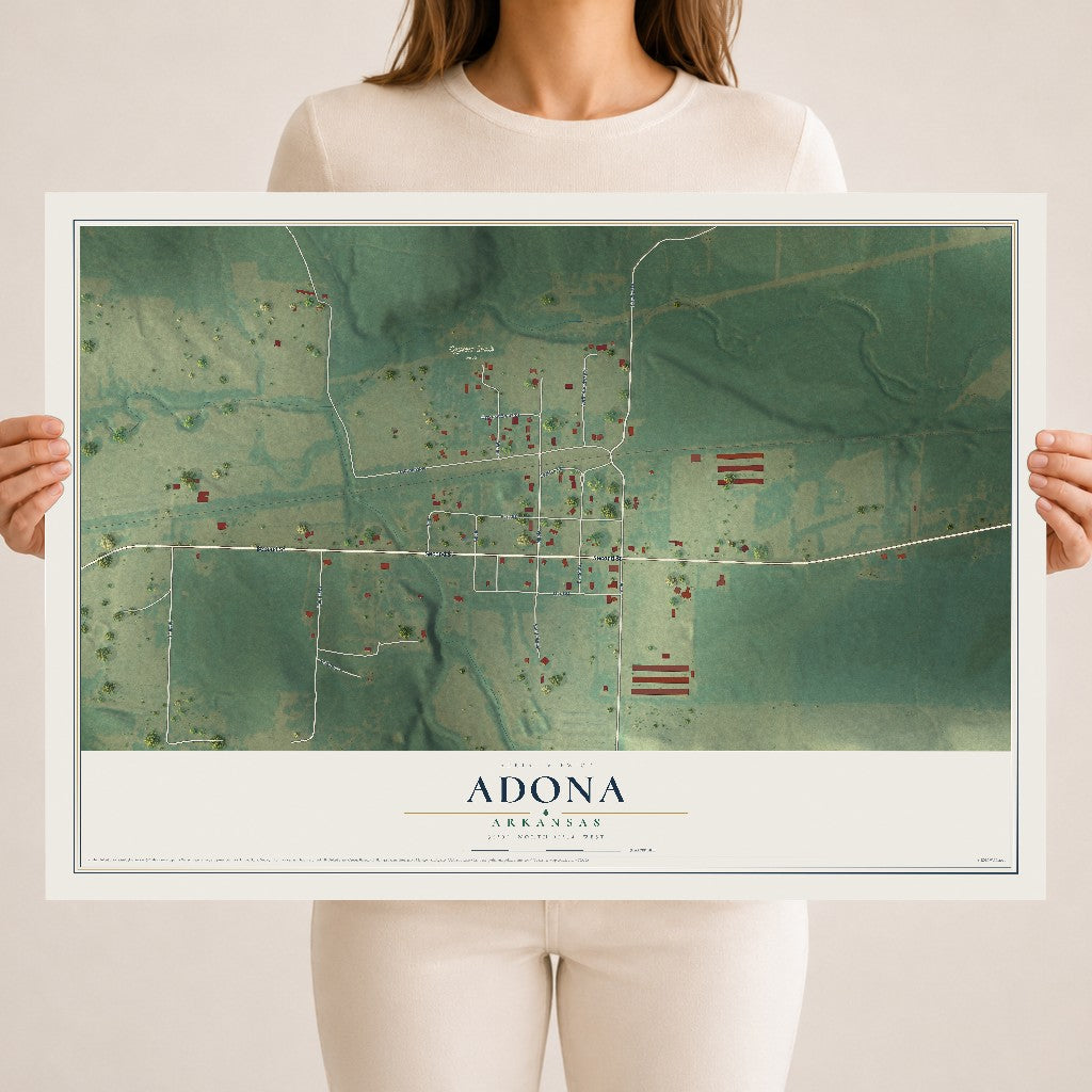 Map of Adona, Arkansas, 18 x 24 inch unframed archival matte print