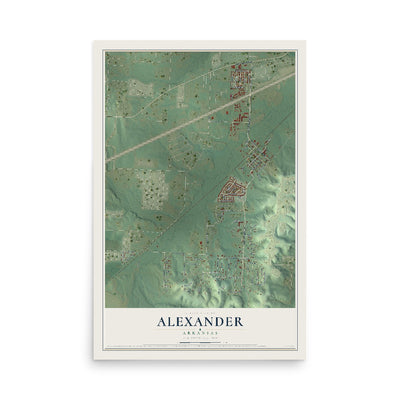 Map of Alexander, Arkansas, 12 x 18 inch unframed archival matte print