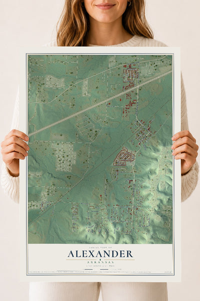 Map of Alexander, Arkansas, 18 x 24 inch unframed archival matte print