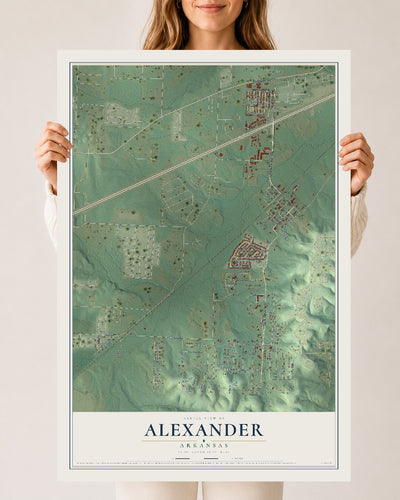 Map of Alexander, Arkansas, 24 x 36 inch unframed archival matte print
