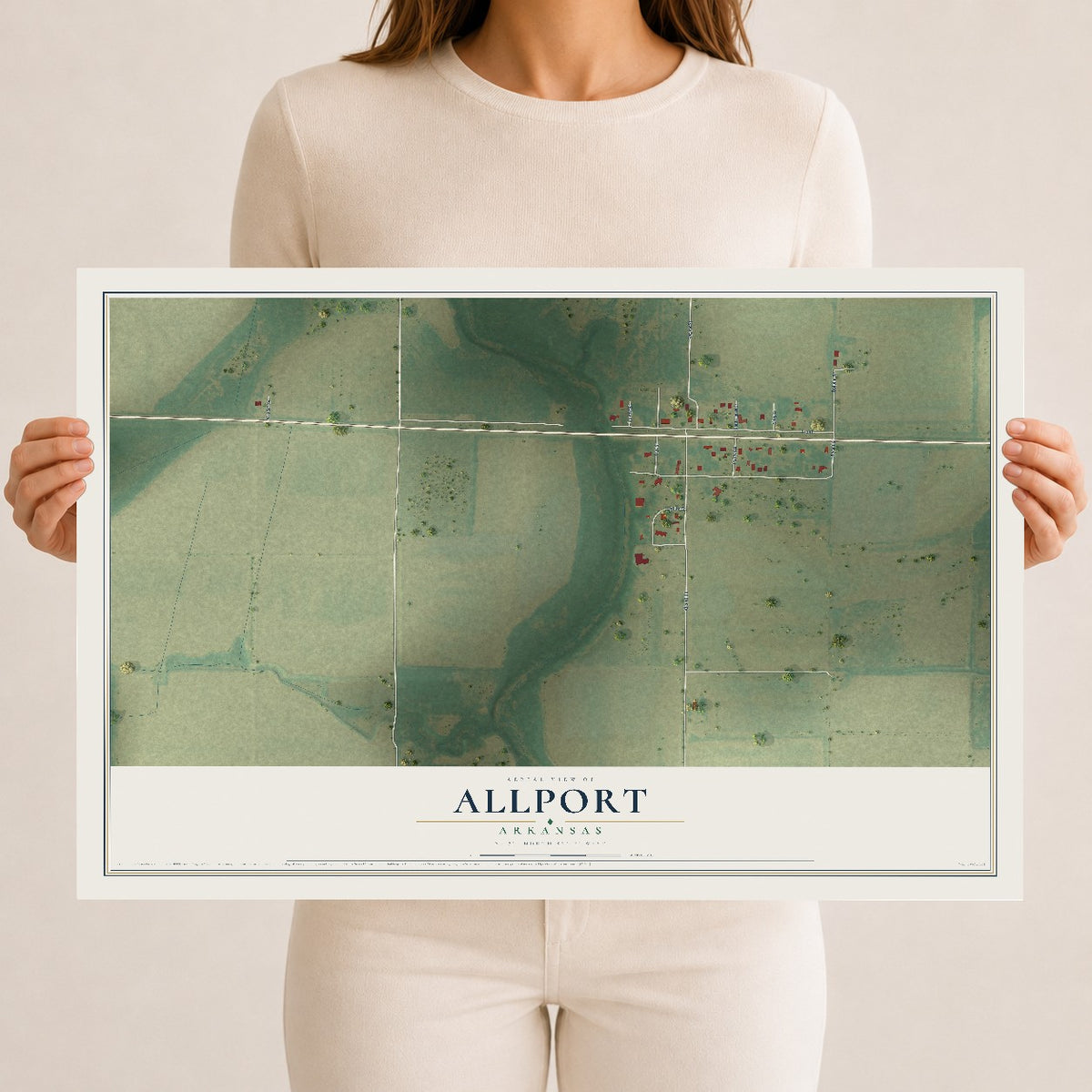 Map of Allport, Arkansas, 12 x 18 inch unframed archival matte print