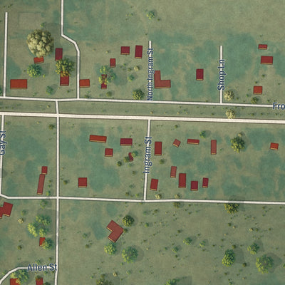 Close-up of the map of Allport, Arkansas print showing street and building detail