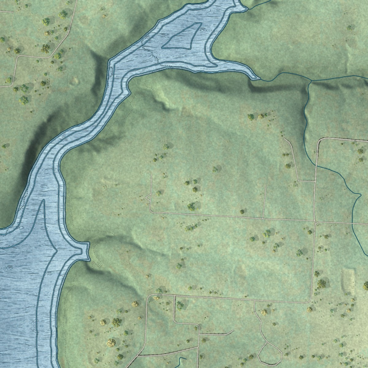 Second close-up of the map of Alma, Arkansas print showing more streets and buildings