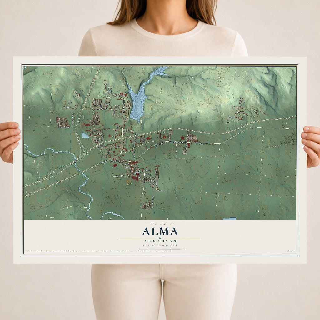 Map of Alma, Arkansas, 18 x 24 inch unframed archival matte print