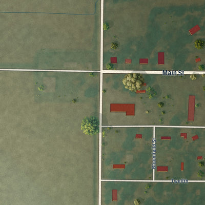 Second close-up of the map of Almyra, Arkansas print showing more streets and buildings