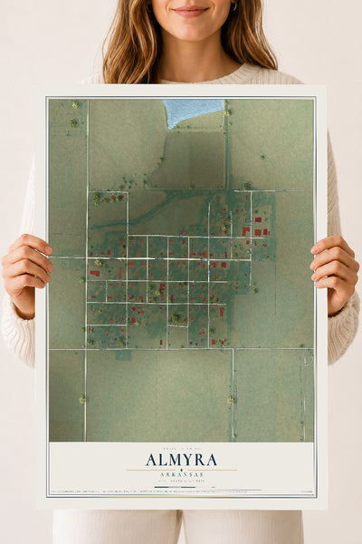 Map of Almyra, Arkansas, 18 x 24 inch unframed archival matte print