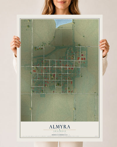 Map of Almyra, Arkansas, 24 x 36 inch unframed archival matte print