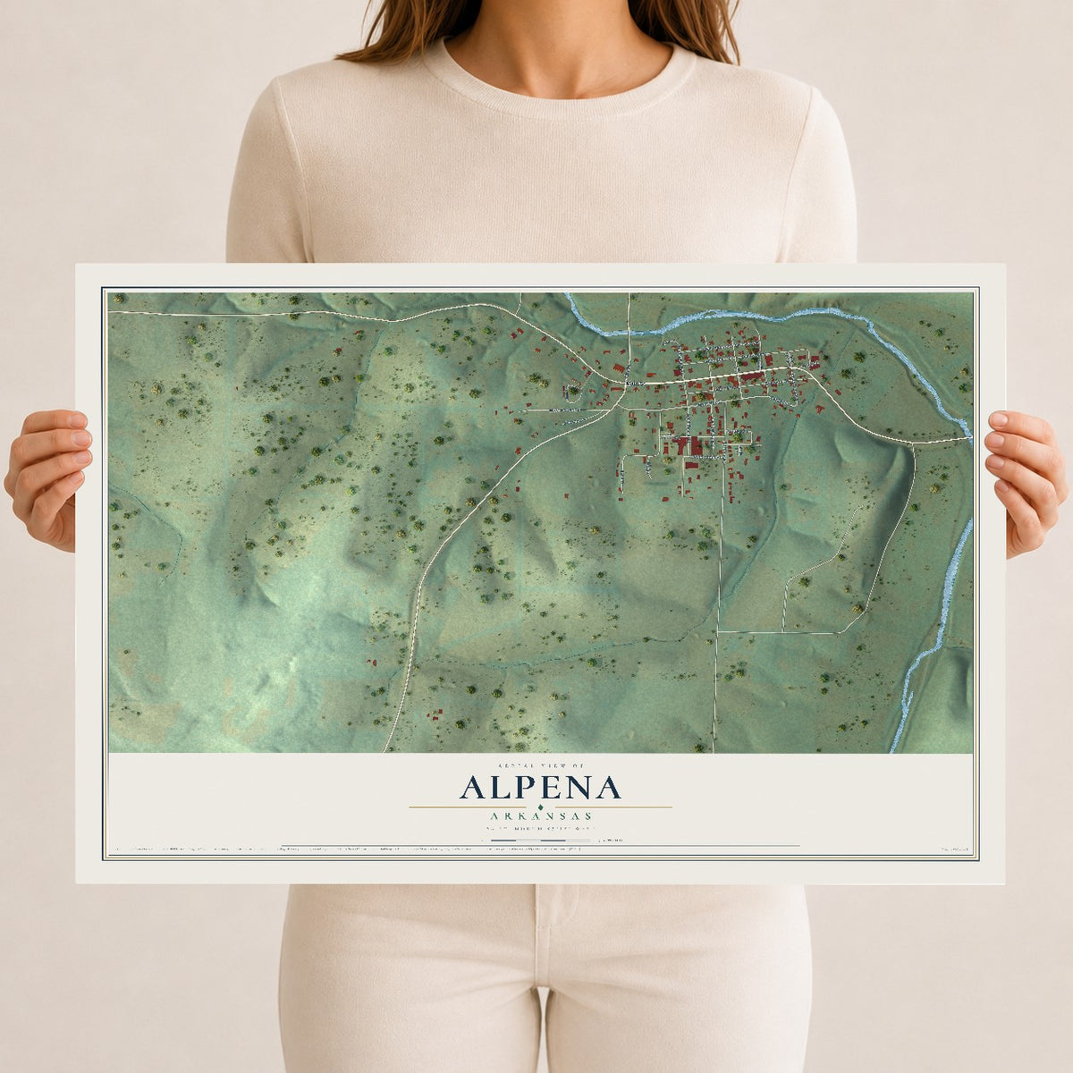 Map of Alpena, Arkansas, 12 x 18 inch unframed archival matte print