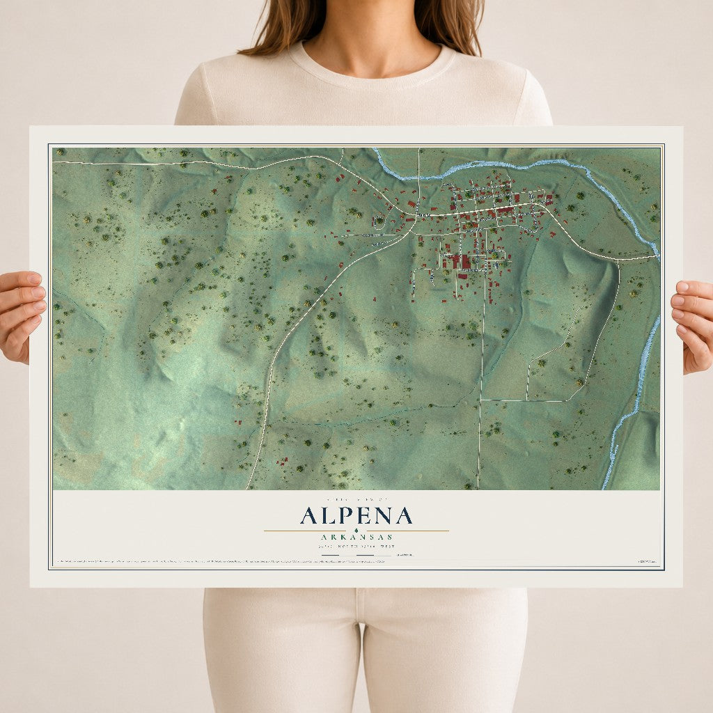 Map of Alpena, Arkansas, 18 x 24 inch unframed archival matte print
