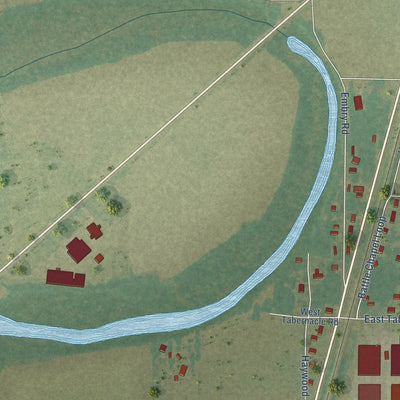 Second close-up of the map of Altheimer, Arkansas print showing more streets and buildings