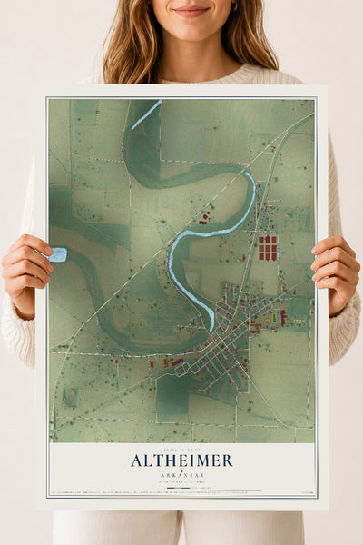 Map of Altheimer, Arkansas, 18 x 24 inch unframed archival matte print