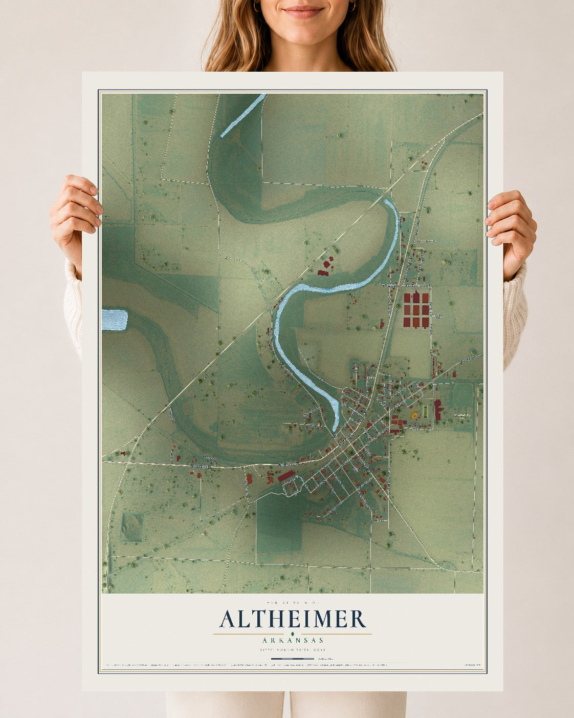 Map of Altheimer, Arkansas, 24 x 36 inch unframed archival matte print
