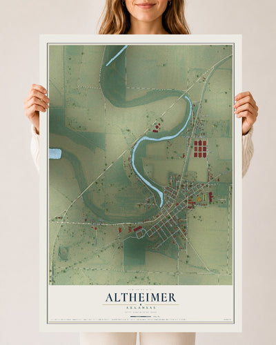 Map of Altheimer, Arkansas, 24 x 36 inch unframed archival matte print