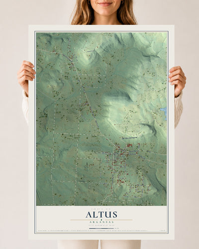 Map of Altus, Arkansas, 24 x 36 inch unframed archival matte print