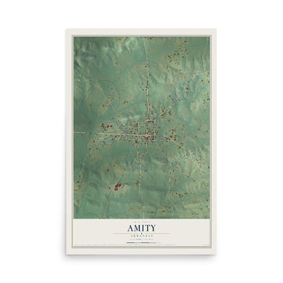 Map of Amity, Arkansas, 12 x 18 inch unframed archival matte print