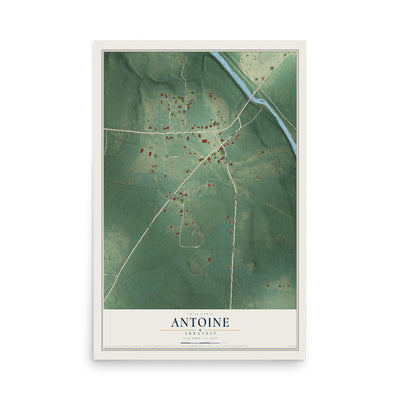 Map of Antoine, Arkansas, 12 x 18 inch unframed archival matte print