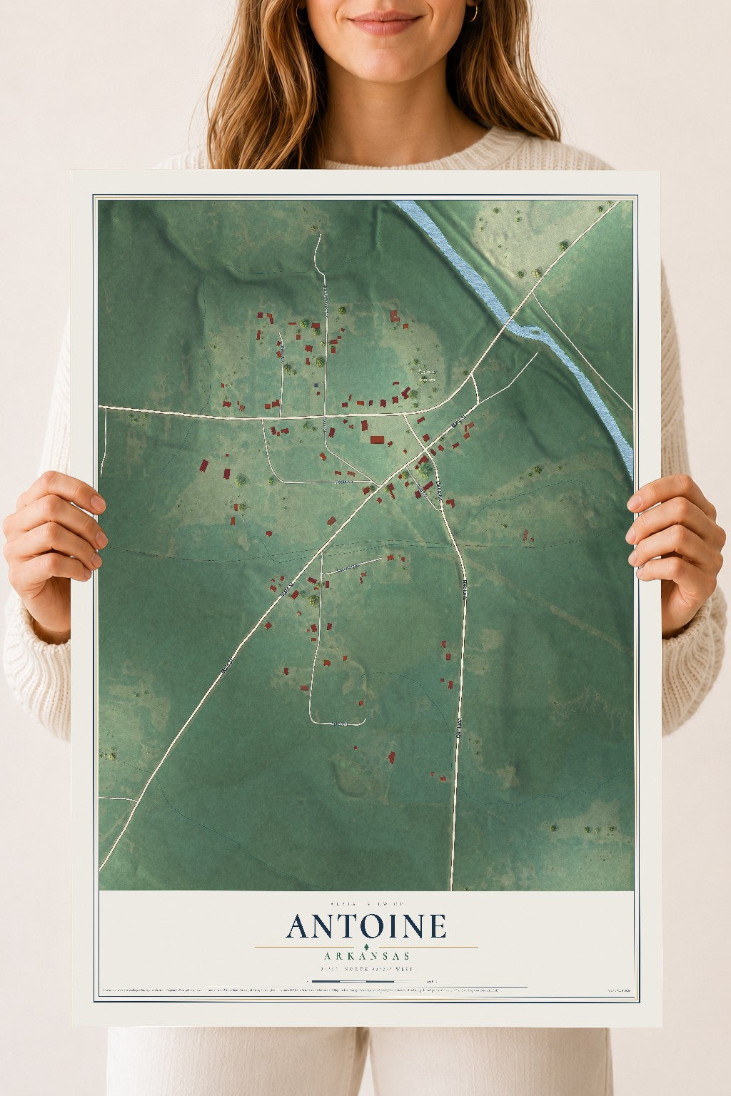 Map of Antoine, Arkansas, 18 x 24 inch unframed archival matte print