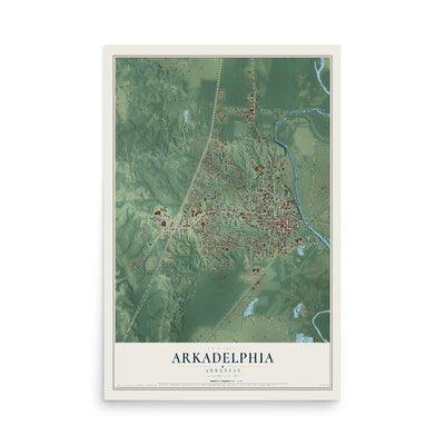 Map of Arkadelphia, Arkansas, 12 x 18 inch unframed archival matte print