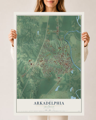 Map of Arkadelphia, Arkansas, 24 x 36 inch unframed archival matte print
