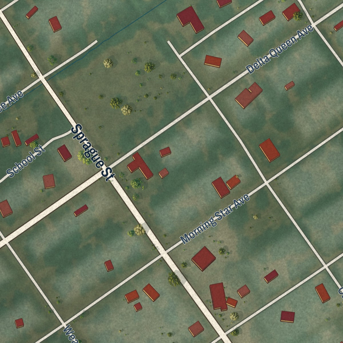 Close-up of the map of Arkansas City, Arkansas print showing street and building detail