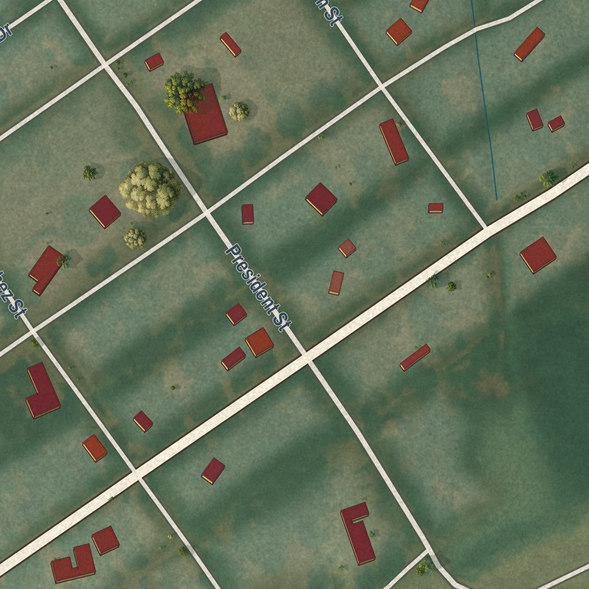 Second close-up of the map of Arkansas City, Arkansas print showing more streets and buildings