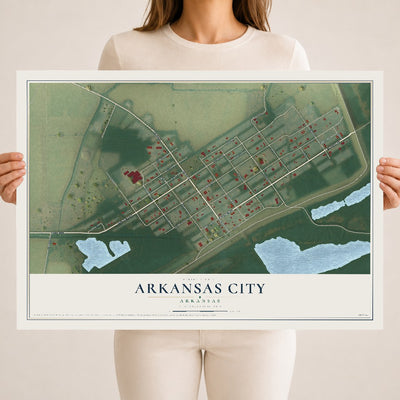 Map of Arkansas City, Arkansas, 18 x 24 inch unframed archival matte print