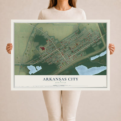 Map of Arkansas City, Arkansas, 24 x 36 inch unframed archival matte print