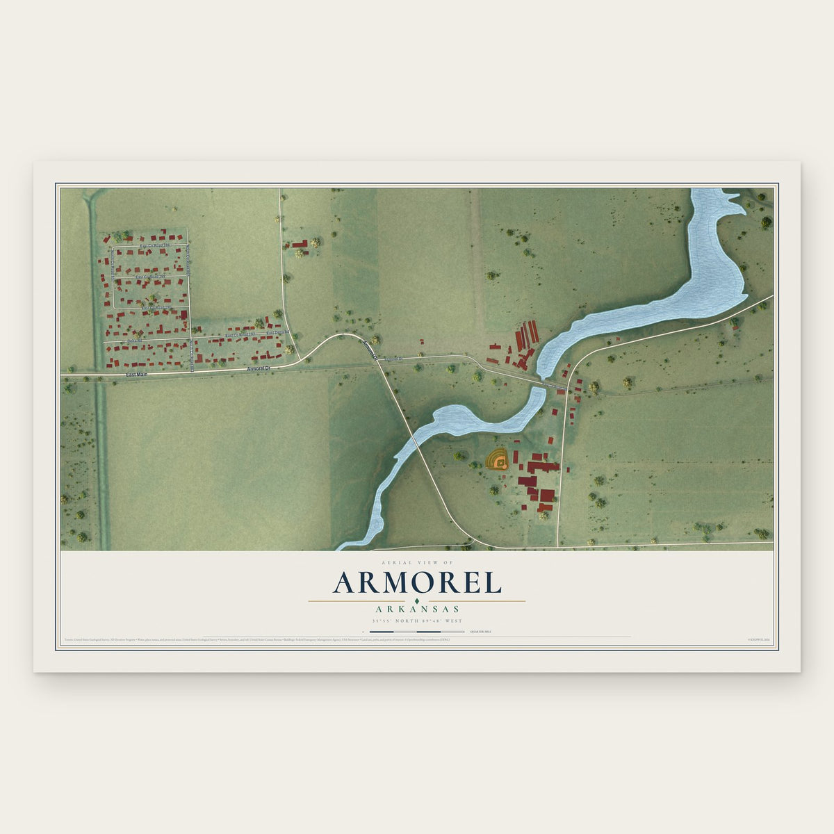 Armorel, Arkansas map print, the full design