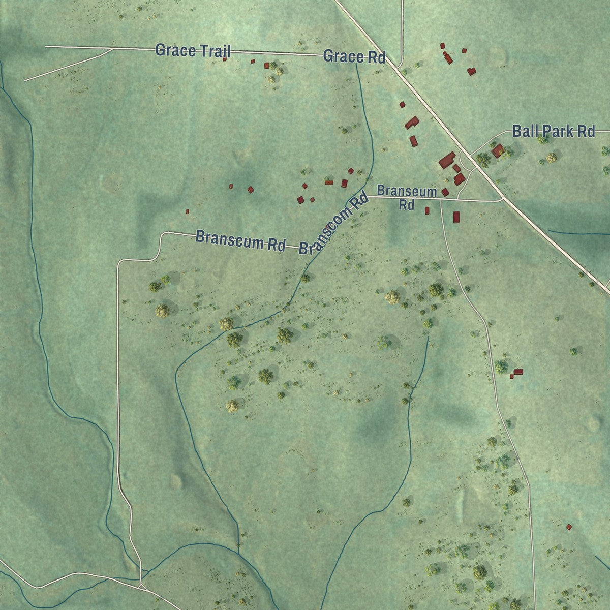 Second close-up of the map of Ash Flat, Arkansas print showing more streets and buildings