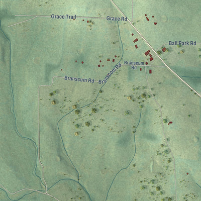 Second close-up of the map of Ash Flat, Arkansas print showing more streets and buildings