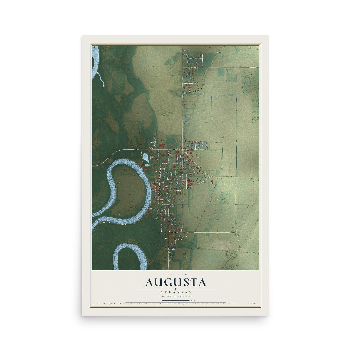 Map of Augusta, Arkansas, 12 x 18 inch unframed archival matte print