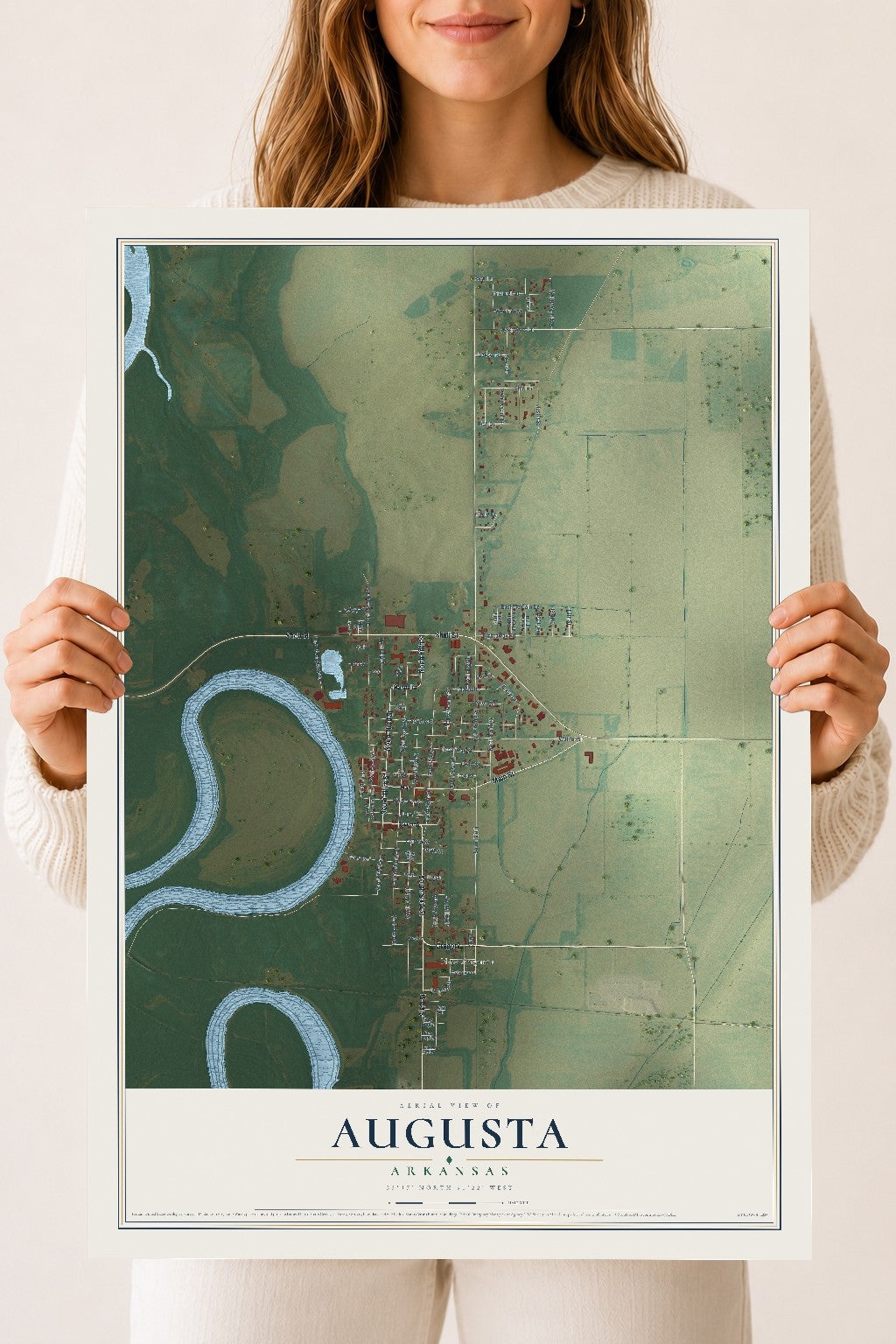 Map of Augusta, Arkansas, 18 x 24 inch unframed archival matte print