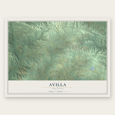 Avilla, Arkansas map print, the full design