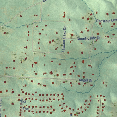 Close-up of the map of Avilla, Arkansas print showing street and building detail