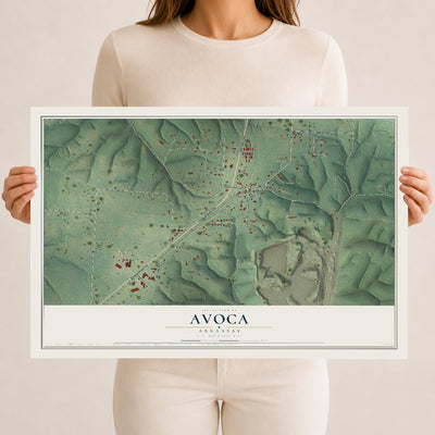 Map of Avoca, Arkansas, 12 x 18 inch unframed archival matte print
