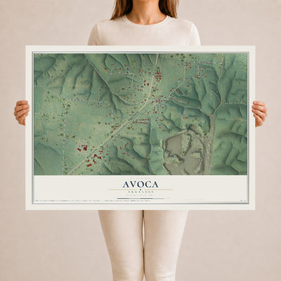 Map of Avoca, Arkansas, 24 x 36 inch unframed archival matte print