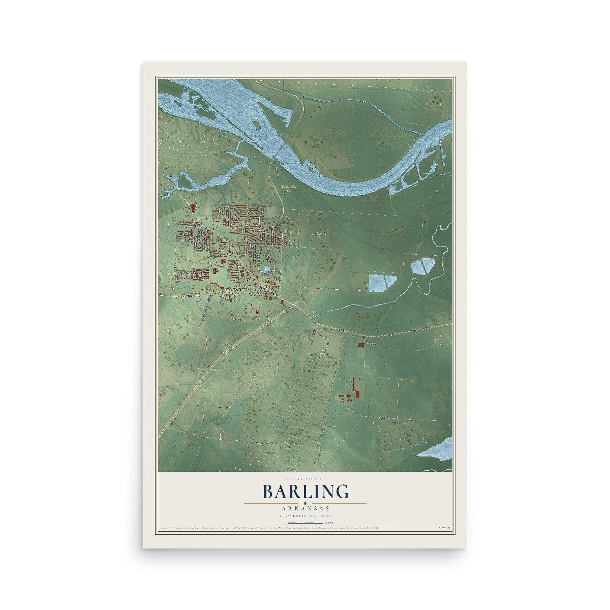 Map of Barling, Arkansas, 12 x 18 inch unframed archival matte print