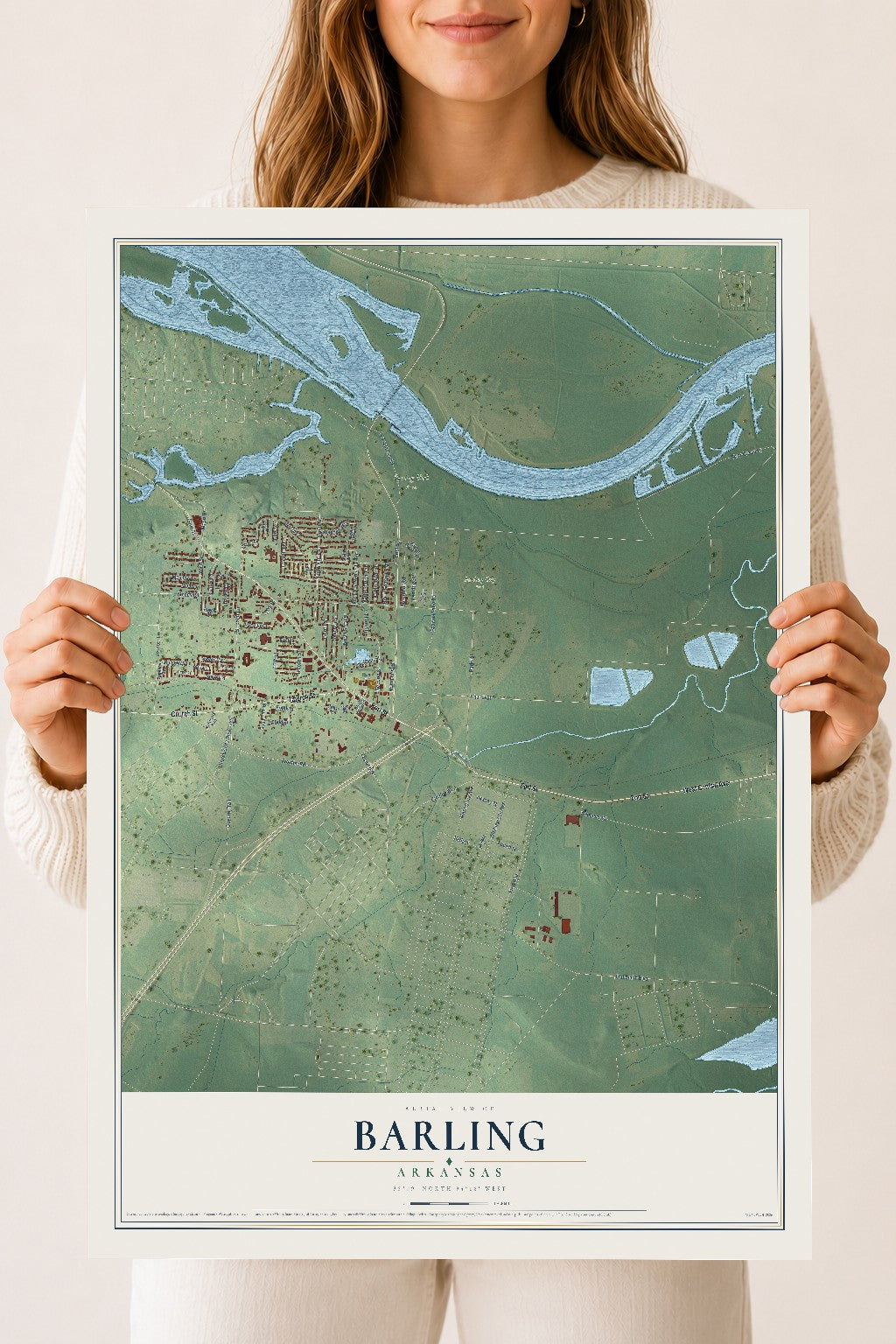 Map of Barling, Arkansas, 18 x 24 inch unframed archival matte print