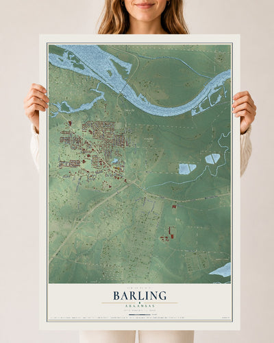 Map of Barling, Arkansas, 24 x 36 inch unframed archival matte print