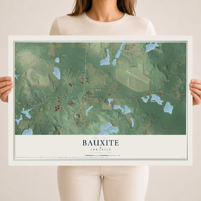 Map of Bauxite, Arkansas, 18 x 24 inch unframed archival matte print